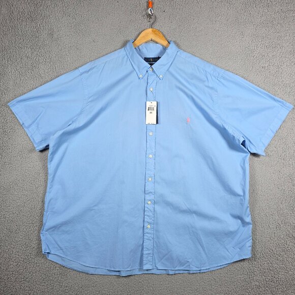 Ralph Lauren Shirt Mens Size 3XB Light Blue Feather Weight Twill Cotton SS NWT - Picture 1 of 11